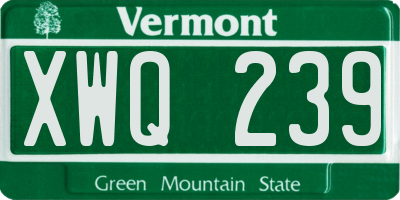 VT license plate XWQ239