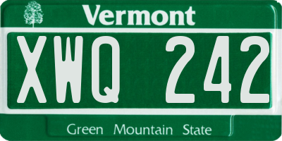 VT license plate XWQ242