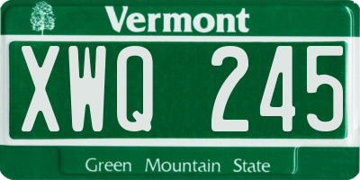 VT license plate XWQ245