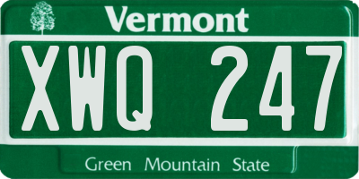VT license plate XWQ247