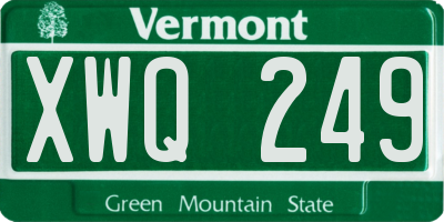 VT license plate XWQ249