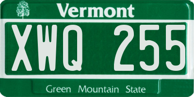 VT license plate XWQ255