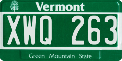 VT license plate XWQ263