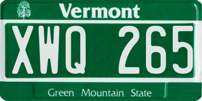 VT license plate XWQ265