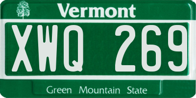 VT license plate XWQ269