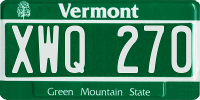 VT license plate XWQ270