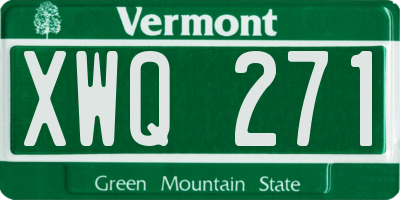 VT license plate XWQ271