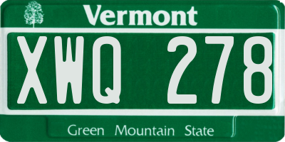 VT license plate XWQ278