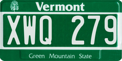 VT license plate XWQ279
