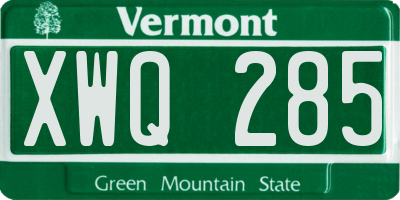 VT license plate XWQ285