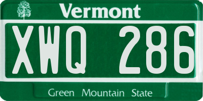 VT license plate XWQ286