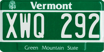 VT license plate XWQ292