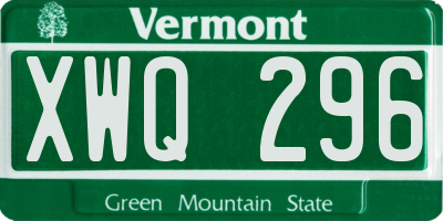 VT license plate XWQ296