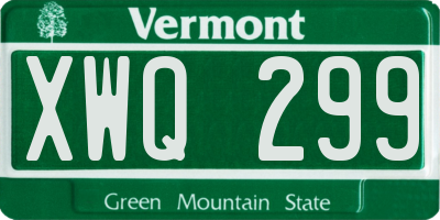 VT license plate XWQ299