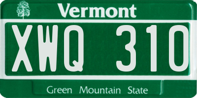 VT license plate XWQ310