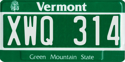VT license plate XWQ314
