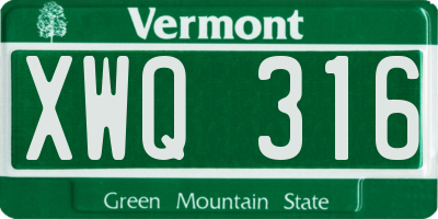 VT license plate XWQ316