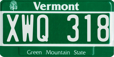 VT license plate XWQ318