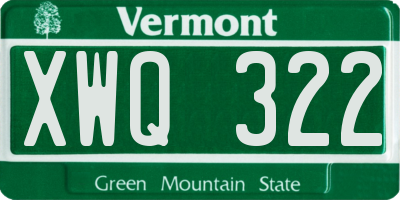 VT license plate XWQ322