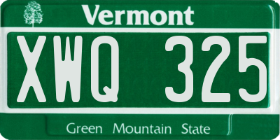 VT license plate XWQ325