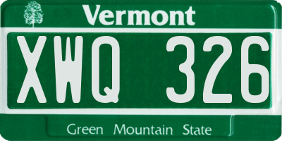 VT license plate XWQ326