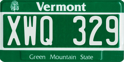 VT license plate XWQ329