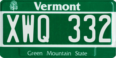 VT license plate XWQ332