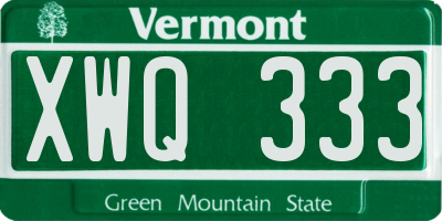 VT license plate XWQ333