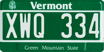 VT license plate XWQ334