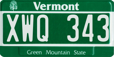VT license plate XWQ343