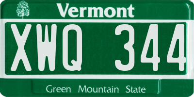 VT license plate XWQ344