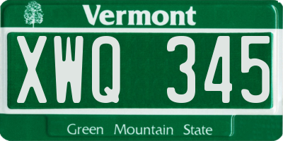 VT license plate XWQ345