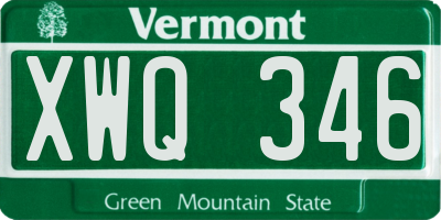 VT license plate XWQ346