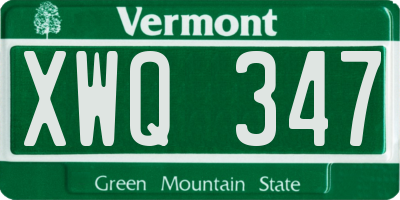 VT license plate XWQ347