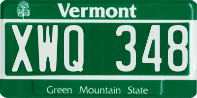 VT license plate XWQ348