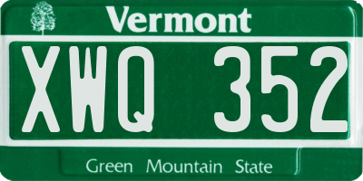 VT license plate XWQ352