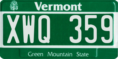 VT license plate XWQ359