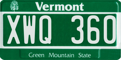 VT license plate XWQ360