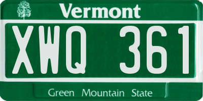 VT license plate XWQ361