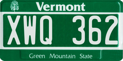 VT license plate XWQ362