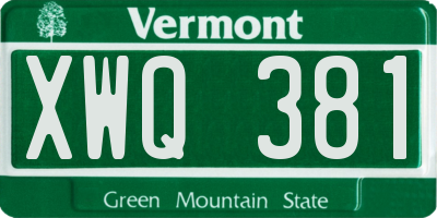 VT license plate XWQ381