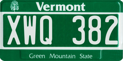 VT license plate XWQ382