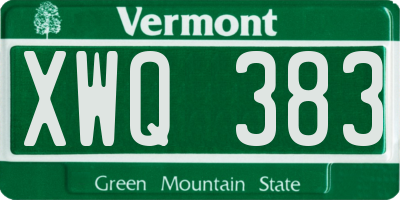 VT license plate XWQ383