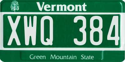 VT license plate XWQ384