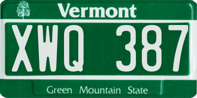 VT license plate XWQ387
