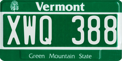 VT license plate XWQ388