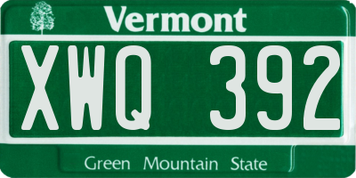 VT license plate XWQ392