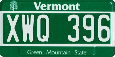 VT license plate XWQ396