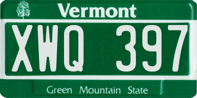 VT license plate XWQ397