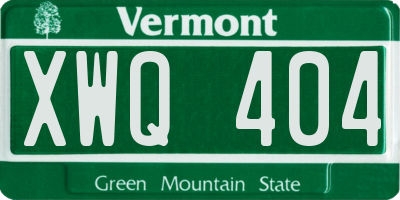 VT license plate XWQ404